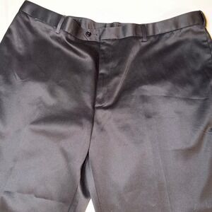 Perry Ellis Portfolio Mens Dress Pants 44x30 Black Flat Front No Iron Cotton New